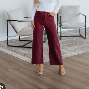 Red Wide Leg Trousers